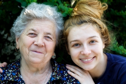 Granddaughter caregiving to Grandmother