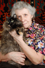 senior lady with cat